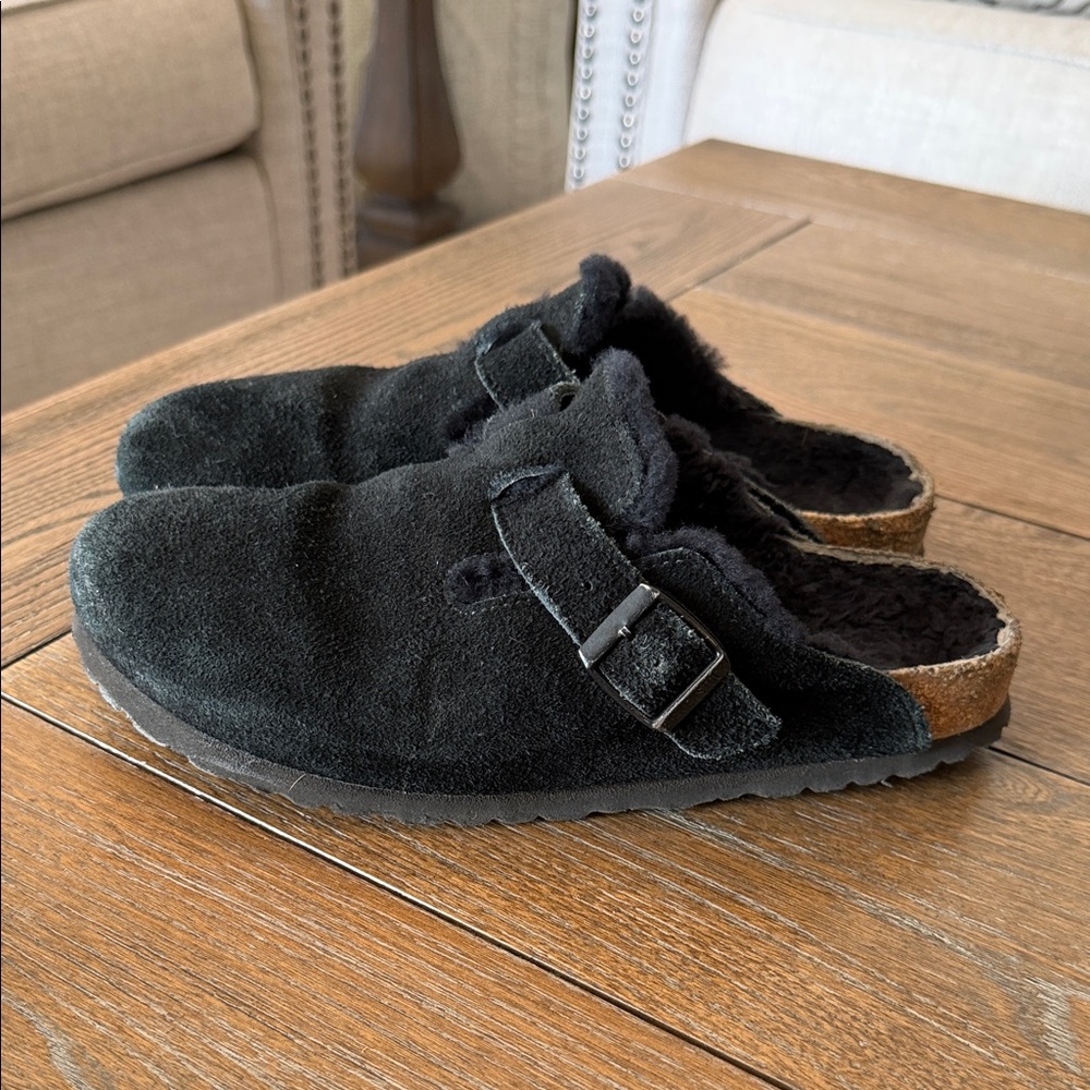 Birkenstock Black Suede Mules